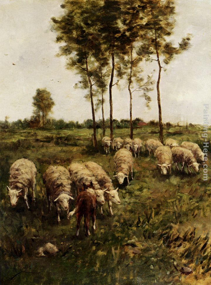 Watching The Flock painting - Anton Mauve Watching The Flock art painting
